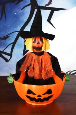 Beysüs Halloween Bal Kabağı Şeker Kovası Hareket Sensörlü Sesli - 2