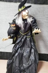 Beysüs Halloween Cadı Baykuş Hareket Sensörlü Sesli Siyah 180 cm - 4