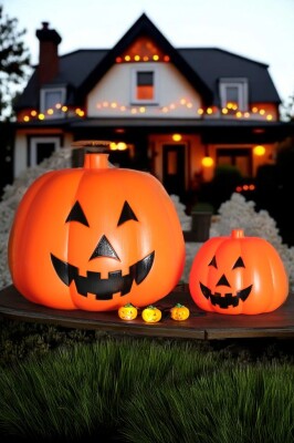 Beysüs Halloween Cadılar Bayramı Dev Balkabağı 45 cm Işıklı Sensörlü - 3
