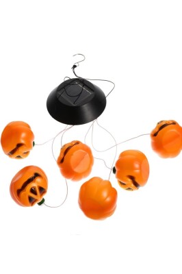 Beysüs Halloween Cadılar Bayramı Güneş Enerjili Renkli LED Işıklı Asma BALKABAĞI Dekor 6’lı - 6