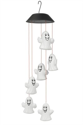 Beysüs Halloween Cadılar Bayramı Güneş Enerjili Renkli LED Işıklı Asma HAYALET Dekor 6’lı - 1