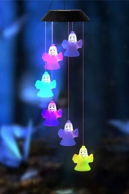 Beysüs Halloween Cadılar Bayramı Güneş Enerjili Renkli LED Işıklı Asma HAYALET Dekor 6’lı - 3