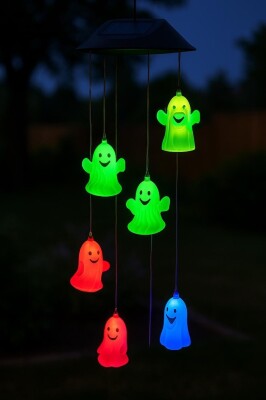 Beysüs Halloween Cadılar Bayramı Güneş Enerjili Renkli LED Işıklı Asma HAYALET Dekor 6’lı - 4