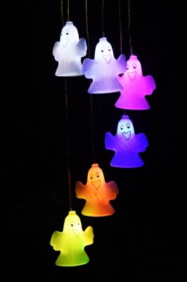 Beysüs Halloween Cadılar Bayramı Güneş Enerjili Renkli LED Işıklı Asma HAYALET Dekor 6’lı - 6