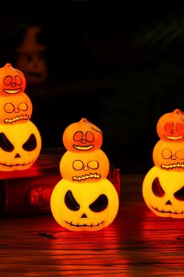 Beysüs Halloween Cadılar Bayramı Işıklı 3 Katlı Balkabağı Dekoru - 3