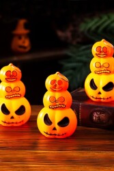 Beysüs Halloween Cadılar Bayramı Işıklı 3 Katlı Balkabağı Dekoru - 4