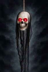 Beysüs Halloween Cadılar Bayramı Işıklı Kafatası Tüllü Asma Dekor - Beysüs