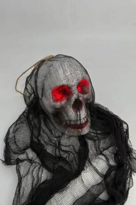 Beysüs Halloween Cadılar Bayramı Işıklı Kafatası Tüllü Asma Dekor - 4