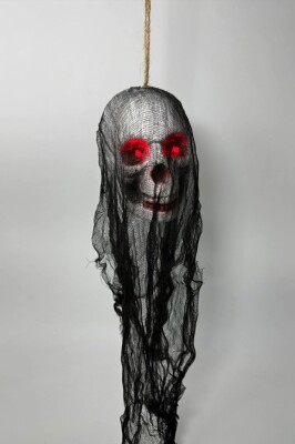 Beysüs Halloween Cadılar Bayramı Işıklı Kafatası Tüllü Asma Dekor - 5