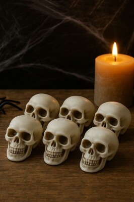 Beysüs Halloween Cadılar Bayramı Kuru Kafa 6 lı Beyaz - 3
