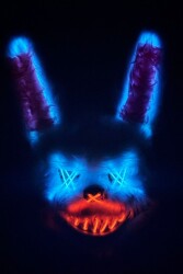 Beysüs Halloween Cadılar Bayramı LED Işıklı Korkunç Tavşan Maske Beyaz Pembe - 3
