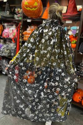 Beysüs Halloween Cadılar Bayramı Pelerin Yetişkin Gümüş - 1