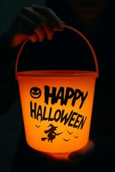 Beysüs Halloween Işıklı Gövdeli Şeker Kovası Bal Kabağı Turuncu - 3