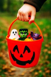 Beysüs Halloween Işıklı Kulplu Şeker Kovası Bal Kabağı Turuncu - Beysüs