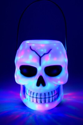 Beysüs Halloween Işıklı Şeker Kovası Beyaz Kuru Kafa - 2