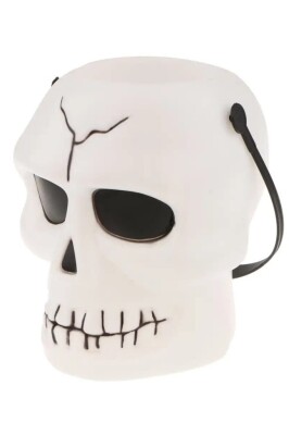 Beysüs Halloween Işıklı Şeker Kovası Beyaz Kuru Kafa - 4