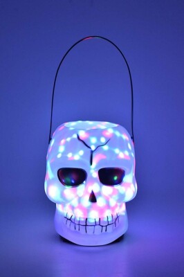 Beysüs Halloween Işıklı Şeker Kovası Beyaz Kuru Kafa - 5