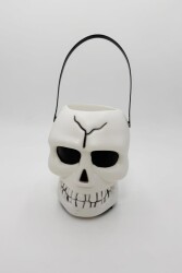 Beysüs Halloween Işıklı Şeker Kovası Beyaz Kuru Kafa - 6