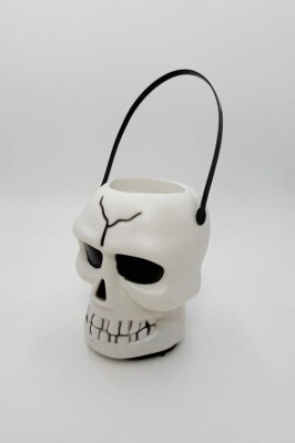 Beysüs Halloween Işıklı Şeker Kovası Beyaz Kuru Kafa - 7