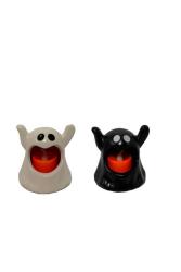 Beysüs Halloween Işıklı Sevimli Hayalet Masa Süsü Siyah Beyaz İkili - 2