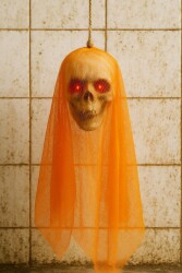 Beysüs Halloween Kuru Kafa Turuncu Duvaklı Işıklı - 3