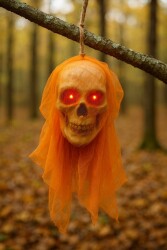 Beysüs Halloween Kuru Kafa Turuncu Duvaklı Işıklı - Beysüs
