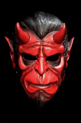 Beysüs Halloween Maske Hellboy Kırmızı Boynuzlu - 1