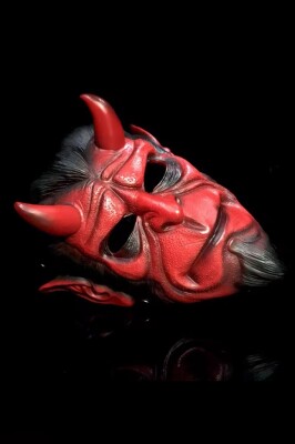 Beysüs Halloween Maske Hellboy Kırmızı Boynuzlu - 2