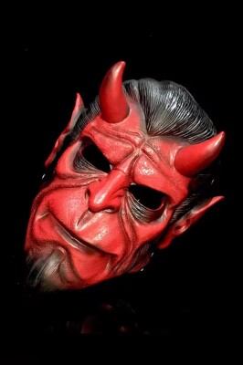 Beysüs Halloween Maske Hellboy Kırmızı Boynuzlu - 3