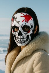 Beysüs Halloween Maske İskelet Kendinden Işıklı Siyah Beyaz - Beysüs