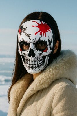 Beysüs Halloween Maske İskelet Kendinden Işıklı Siyah Beyaz - 1