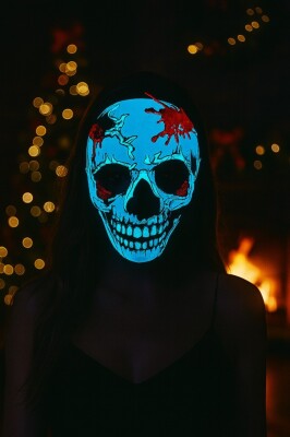 Beysüs Halloween Maske İskelet Kendinden Işıklı Siyah Beyaz - 2