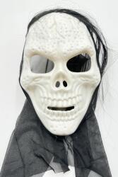 Beysüs Halloween Maske İskelet Kuru Kafa Tüllü Siyah Beyaz - Beysüs