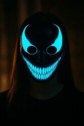 Beysüs Halloween Maske Kendinden Işıklı Venom Siyah Mavi - Beysüs