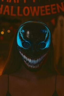 Beysüs Halloween Maske Kendinden Işıklı Venom Siyah Mavi - 2