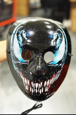 Beysüs Halloween Maske Kendinden Işıklı Venom Siyah Mavi - 3