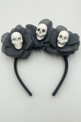 Beysüs Halloween Tac Siyah Gül Üçlü Büyük İskelet - 2