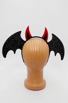 Beysüs Halloween Tac Yarasa Siyah Kanat Boynuzlu - 1