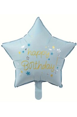 Beysüs Happy Birthday Mavi Yıldız Folyo Balon 18 inç - 1