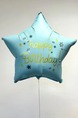 Beysüs Happy Birthday Mavi Yıldız Folyo Balon 18 inç - 2