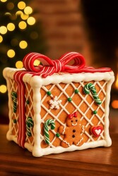 Beysüs Işıklı Yılbaşı Kurabiye Ev Hediye Kutusu Kırmızı Fiyonklu - Beysüs