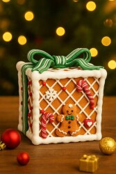 Beysüs Işıklı Yılbaşı Kurabiye Ev Hediye Kutusu Yeşil Fiyonklu - Beysüs