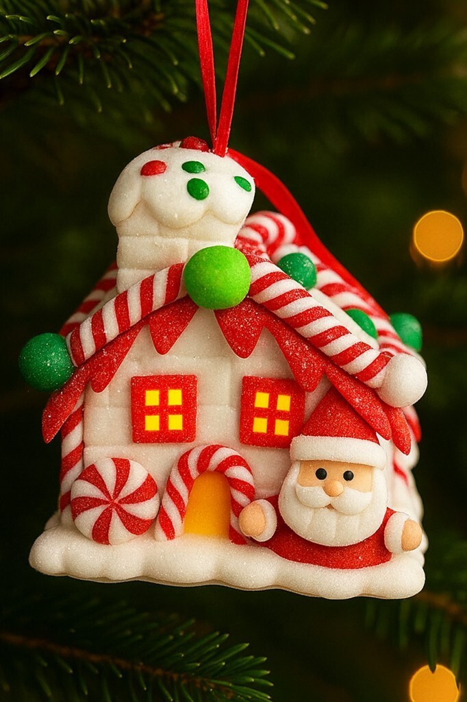 Beysüs Işıklı Yılbaşı Süsü Dekor Noel Baba Figürlü Şeker Ev - 3