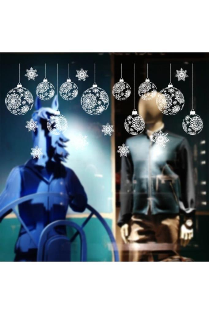 Beysüs Kar Tanesi Ve Cici Topları Temalı Plastik Elektrostatik Çıkartma Sticker - 1