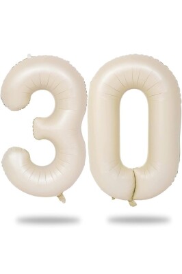 Beysüs Krem Bej 30 Rakam Folyo Balon 80 cm - 1