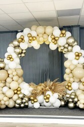 Beysüs Krem Beyaz Gold Krom ve Beyaz Altın Balon 60'lı Pompa ve Zincir Seti - Beysüs