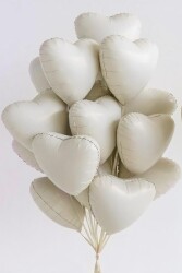 Beysüs Krem Retro Bej Kalp Folyo Balon 18 inç 5 Adet - 2
