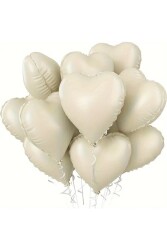 Beysüs Krem Retro Bej Kalp Folyo Balon 18 inç 5 Adet - 1
