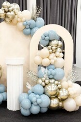 Beysüs Krom Beyaz Altın Mavi ve Krem Balon Seti 60 adet Zincir ve Pompa - Beysüs