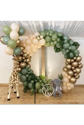 Beysüs Krom Gold Pastel Kış Yeşili Okaliptus Ve Ten Rengi Balon Zinciri 100 Adet - Beysüs
